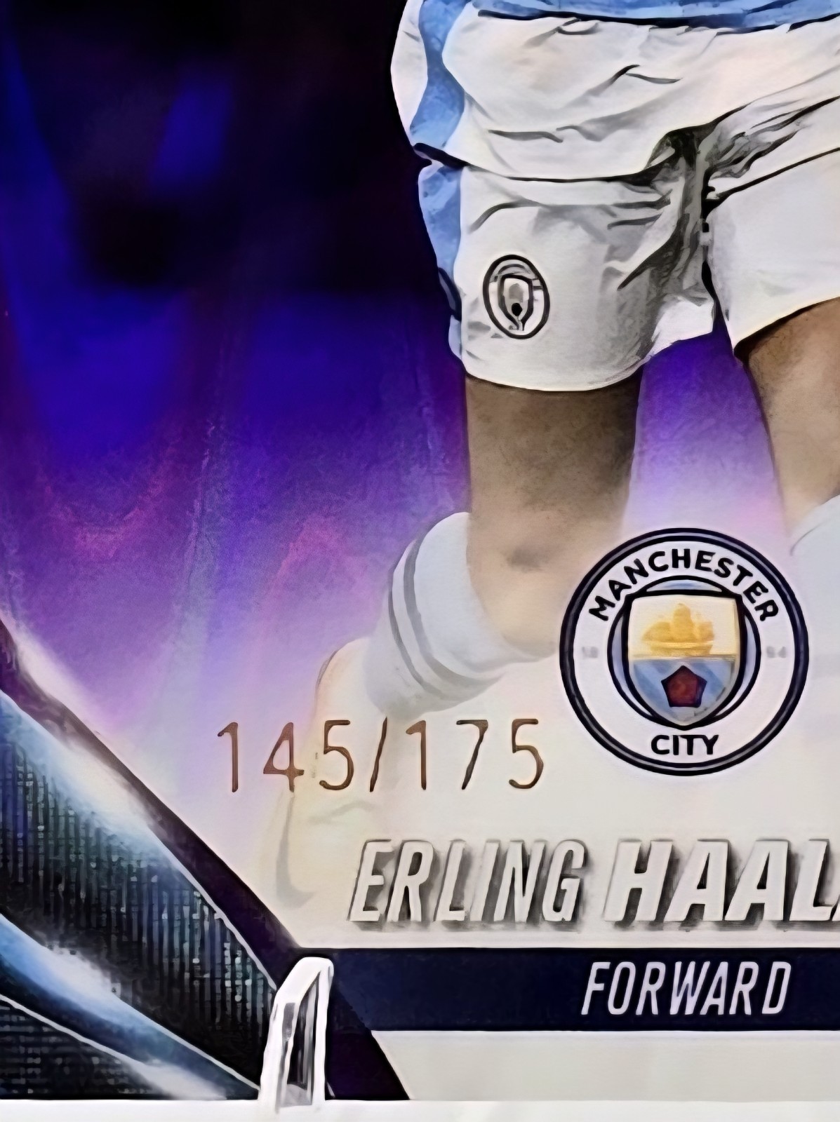 Erling Haaland 2023-24 Topps Chrome UCC Purple Ray Wave Refractor /175 Man City view 2