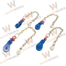 4 Pcs 2 Ton 3" Snatch Block w/Chain Flatbed Tow Truck Rollback Car Carrier Cable