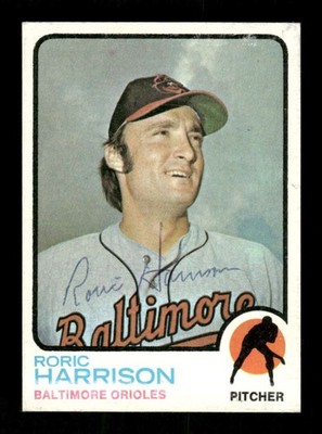 1973 Topps  #229 Roric Harrison signed autograph  EX+, centered, ballpoint EAA1 