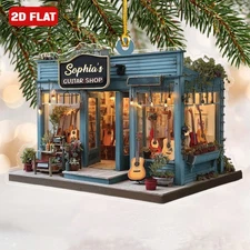 Personalized Guitar 2D Flat Ornament Guitar Shop Christmas Tree Ornament Music