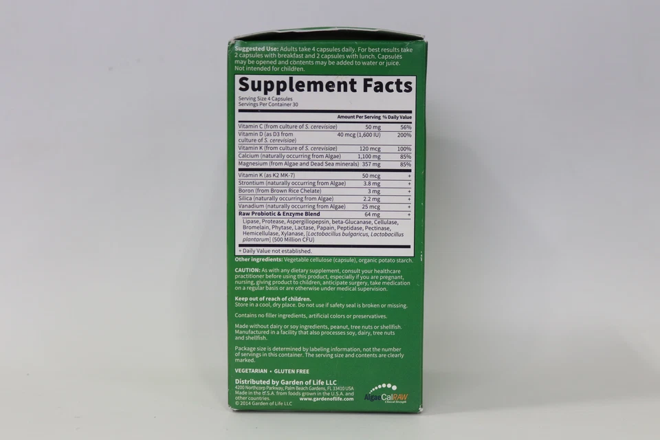 Garden of Life Vitamin Code Calcio Crudo 120 Cápsulas Exp. 30/11/2025 Foto 3 de 4