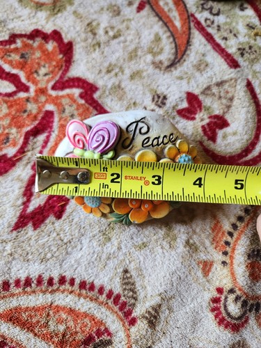 Garden Decoration - Peace Rock with Orange Butterfly and Purple Flower 4 inch - Picture 3 of 3