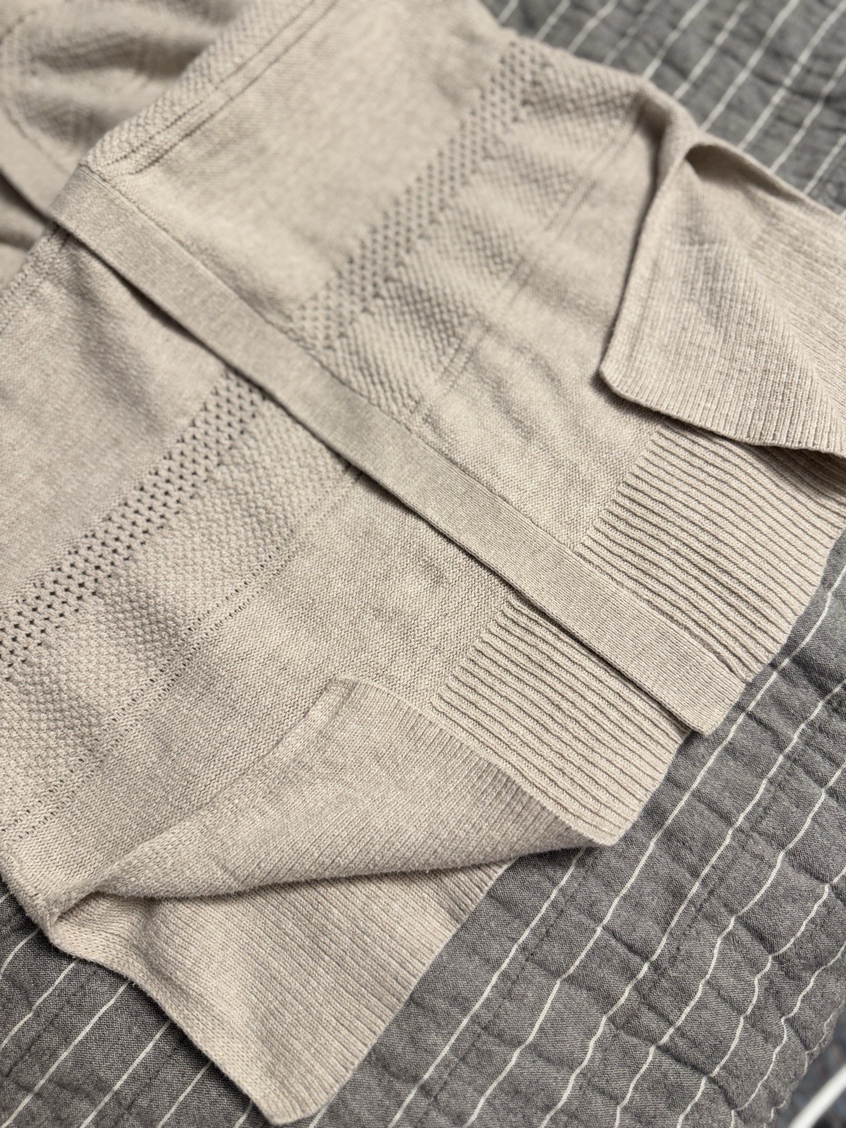 Universal Thread Oatmeal Open Front Long Knit Car… - image 3