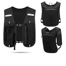 Reflective Running Vest Pack Running Hydration Vest Bag Water Bottle Chest Pack