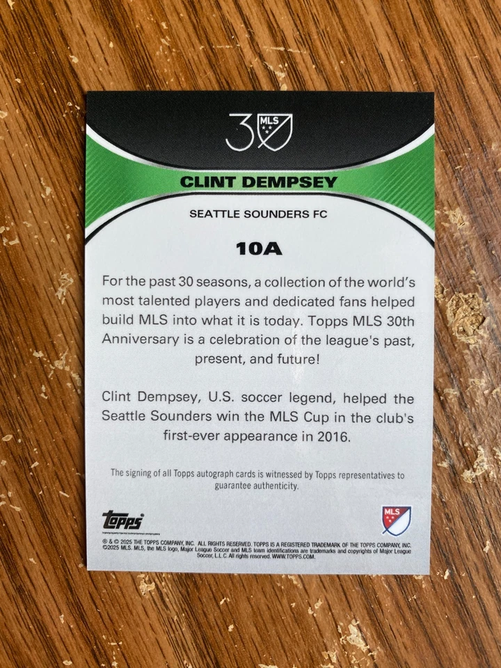 2025 Topps MLS 30th Anniversary Clint Dempsey Red Foil Auto 1/5 - Image 2 of 2