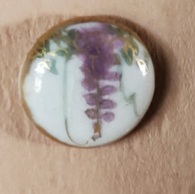 Bb SATSUMA WISTERIA OLD POTTERY BUTTON GOLD border tiny! small