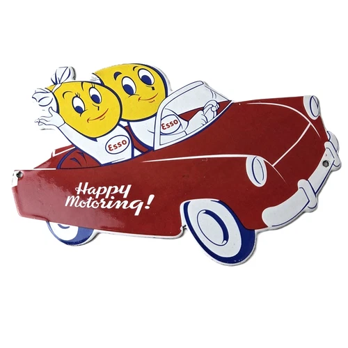 Vintage Esso Gasoline Sign - Gas Pump Service Station Oil Drop Porcelain Sign