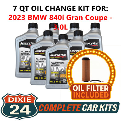 Fits: 2023 BMW 840i Gran Coupe 3.0L Synthetic Oil & Filter Kit (0W-20)