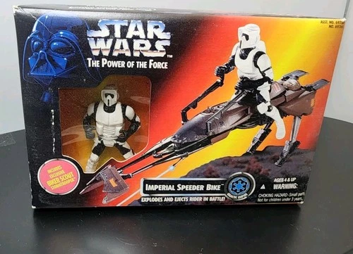 Star Wars The Power of the Force Imperial Speeder Bike w/Biker Scout 1995 NEW