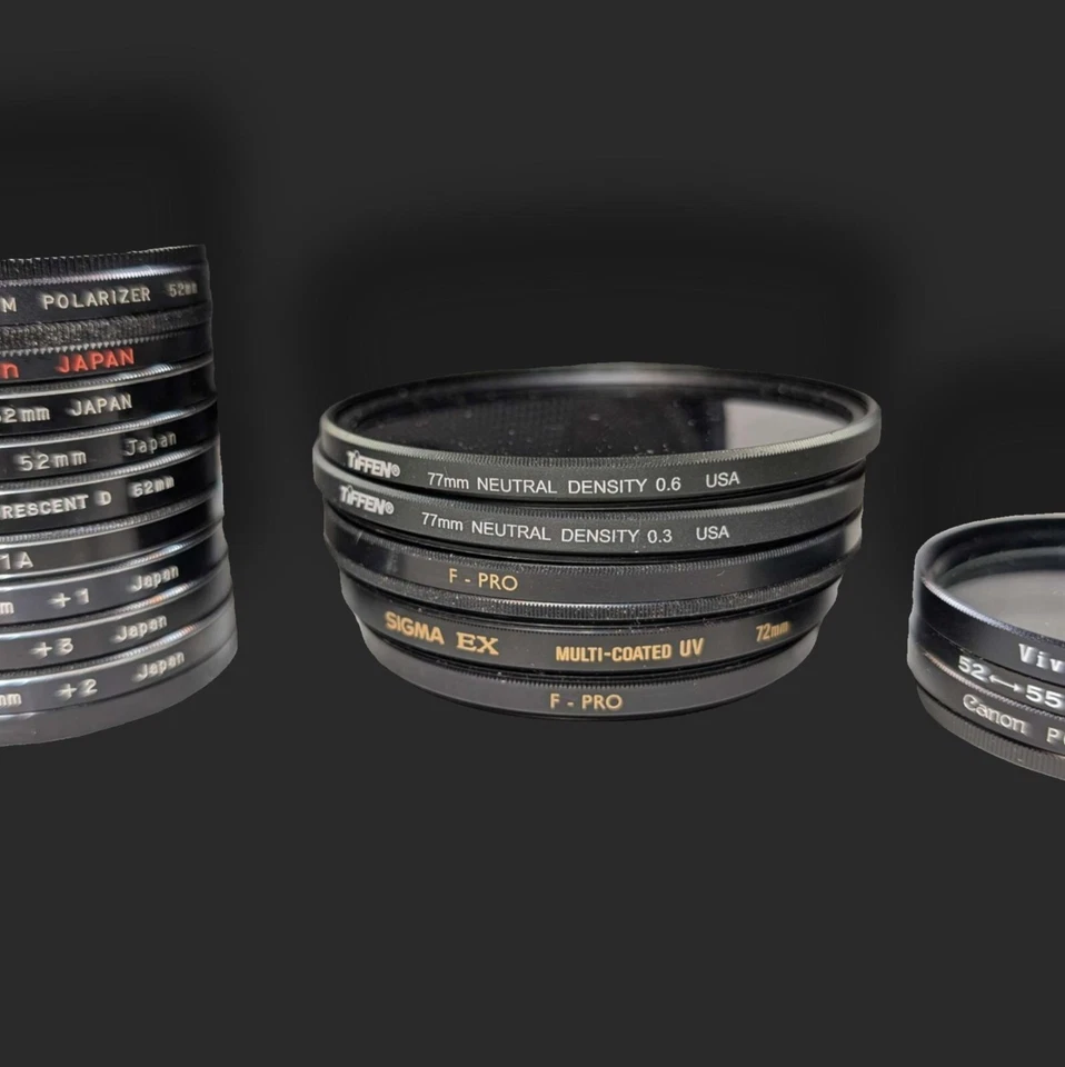 Lote de 17 lentes de cámara Nikon Canon Spiralite Sigma EX Tiffen BW 52mm 72mm 77mm Foto 4 de 4