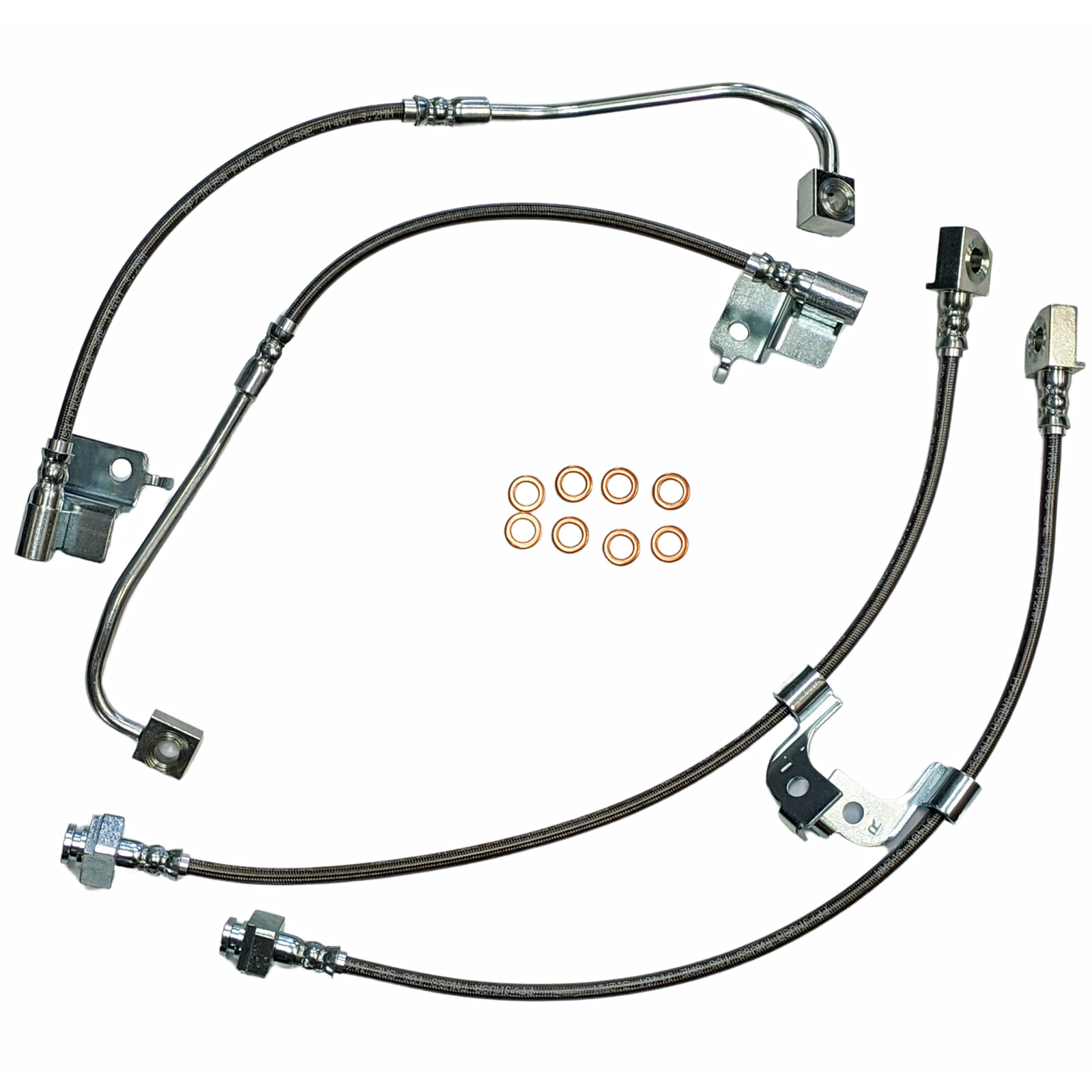 2015-2020 Ford GT350 & GT350R Front & Rear Stainless Steel Brake Hose Kit - C...