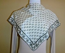 VTG Jaeger Made in Italy Silk Green Monogram Design Square Scarf