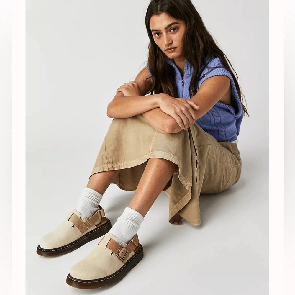 NWT Dr. Martens JORGE II Slingback Mules Clogs Parchment Beige 