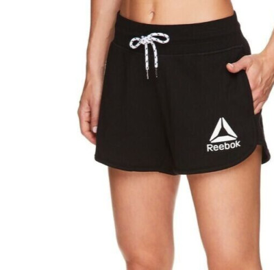 Womens Reebok Graphic Athletic Black Knit Shorts Drawstring 3.5'' Inseam  2XL/XXL