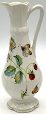 Vintage Old Foley James Kent Strawberries Butterflies Bud Vase Urn England 