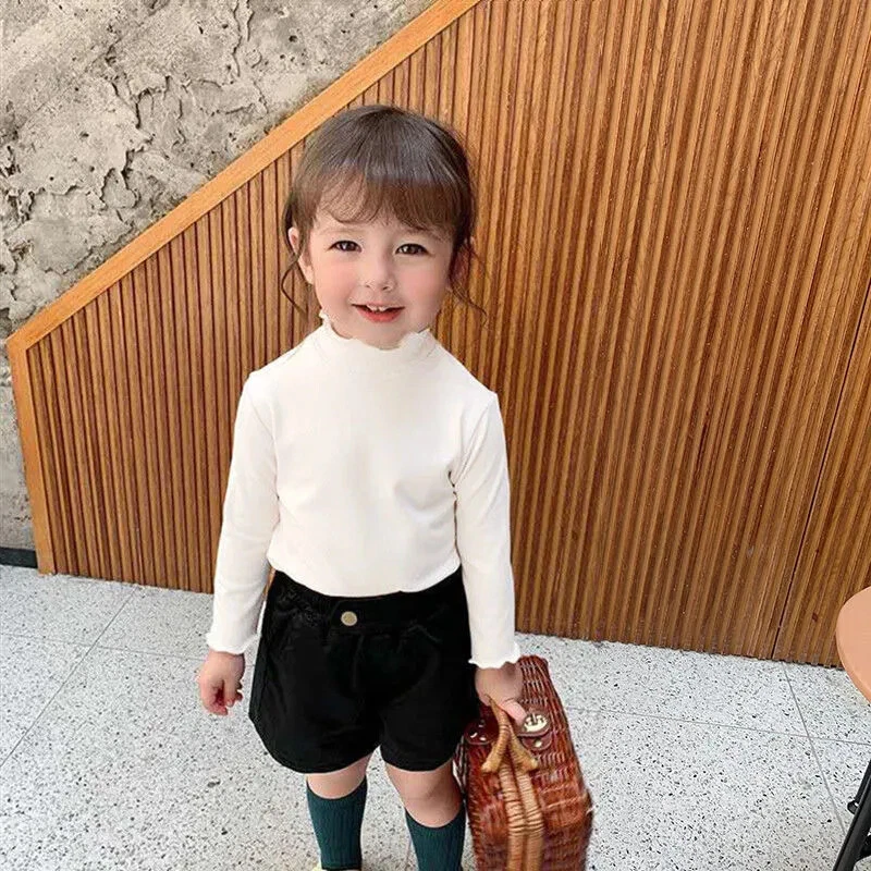 Children Girls Turtleneck Warm Bottoming Shirt Autumn Winter Long