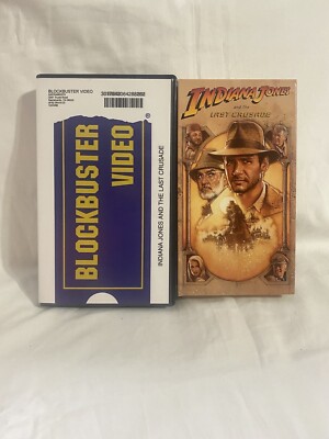 Indiana Jones And The Last Crusade VHS in custom Blockbuster video rental case