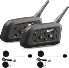 2-Pack V6 Pro Motorcycle Helmet Bluetooth Intercom,IP67 Waterproof,Stable Signal