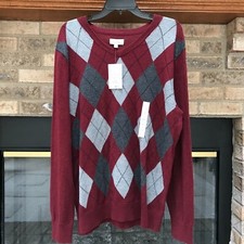 Croft  Barrow Men's Sweater V-Neck Size L Cotton Blend NWT Retails 45