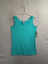 Multiples Women Top Small Blue Cotton Blend Sleeveless Casual Fit Regular Tank