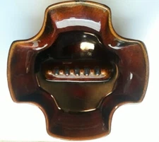 Vintage Sequoia Ware 7005 Brown Wood Glazed Ceramic Large Ashtray Made in USA 