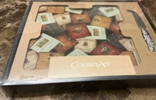 Tempered Glass Cheese & Appetizer Board (Wine design) plus knife by Counter Art 