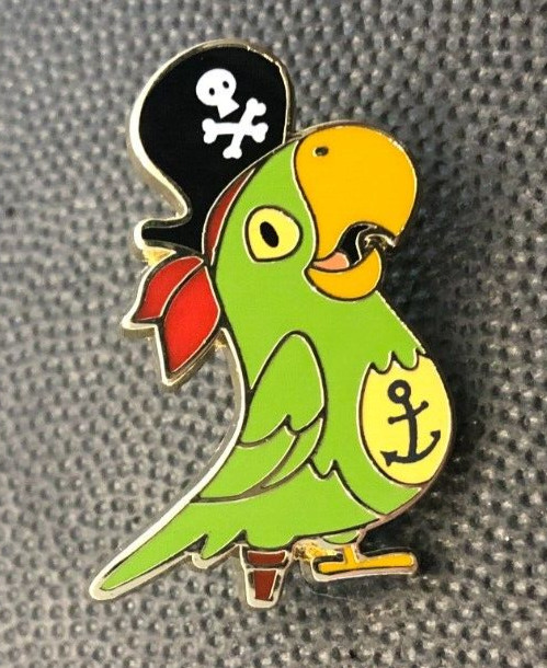 Disney pin 163841 Barker Bird Pirates of the Caribbean Cute Green Parrot peg leg