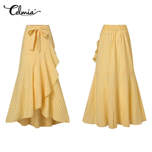 Bohemian Gypsy Damen langer Maxirock lässig Sommer Schlitz Strand Wickel Sommerkleid - Bild 6 von 20