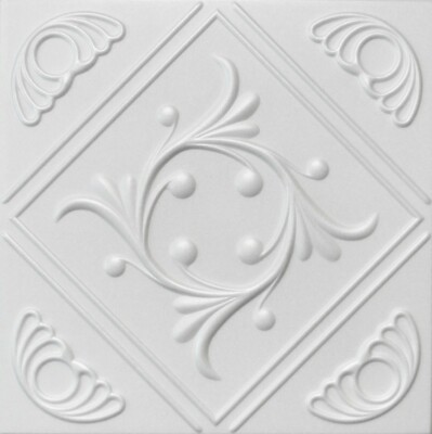 Home Decor Foam Glue-up Ceiling Tile R2W (21.12 s/f/Case) Pack of 8 Plain White