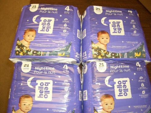 4 Pack-Hello Bello Nighttime Baby Diapers Size 4 22-37 lbs.-21 in each-Total 84 - Picture 3 of 7