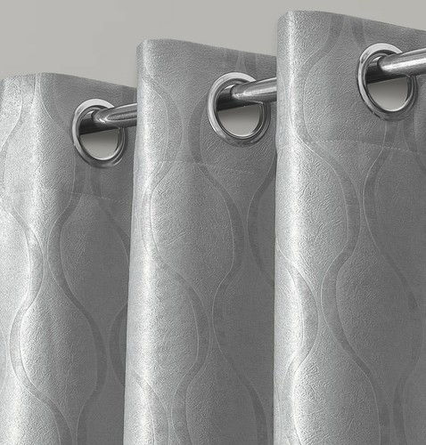 Tenda Dimout Tessuto Termico Coppia Occhielli/Anello Top Readymade Grigio Argento - Foto 17 di 17