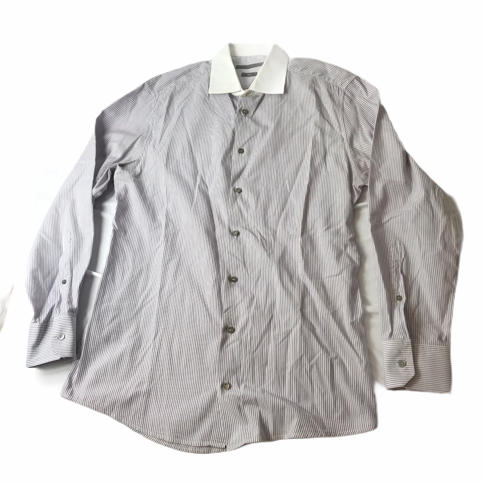 Chemise à manches longues boutonnées Gucci homme 41/16 violet blanc à rayures fabriquées en Italie