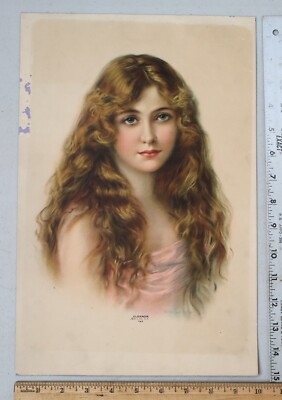 Beautiful Early Vintage Lithograph Young Woman Eleanor by W. Haskell Coffin