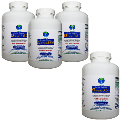 Omega 3-6-9 EPA + DHA + ALA 480 Softgel Kapseln Premium Qualität. 27060-480