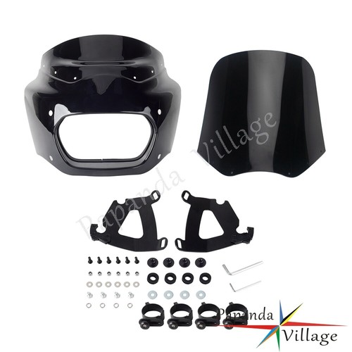 ABS Headlight Fairing w/ 15'' Windshield For Harley Softail Fat Bob FXFB FXFBS - Picture 3 of 10