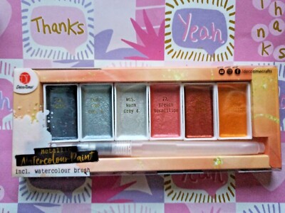 Metallic-Aquarellfarben Set mit Wassertankpinsel, Watercolour Paint incl. Brush