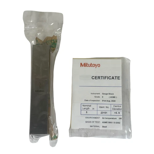 Mitutoyo 614205-531 5" x 61/64" Inspection Grade Steel Square Gauge Block