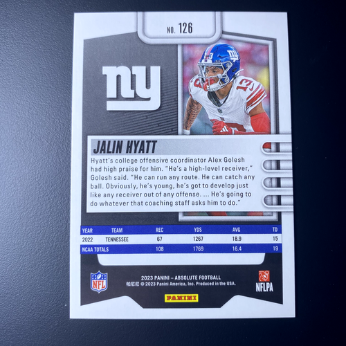 Caleidoscopio naranja Panini Absolute Jalin Hyatt RC 2023/299 #126 NY Giants - Imagen 3 de 3