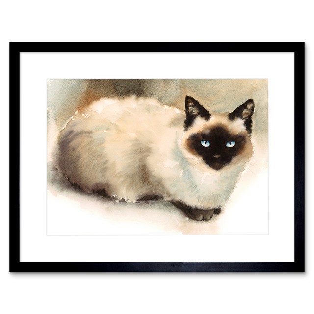 Cat Ragdoll Watercolour Framed Wall Art Print 12X16 In eBay