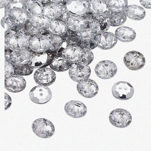 SparkleStitch 100pcs Clear Crystal Rhinestone Buttons - 13mm Faceted, 2-Hole for - 第 1/7 張圖片