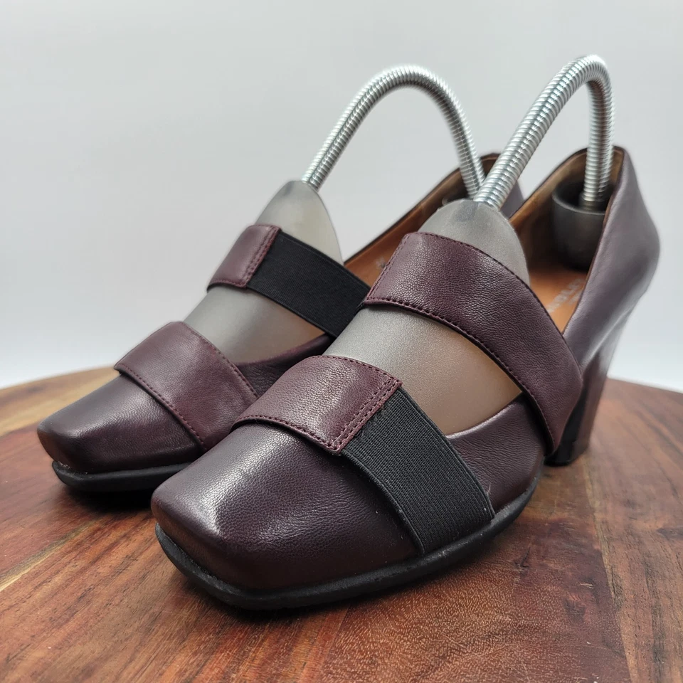 Zapatos de tacón Audley London para mujer 37/6,5 púrpura cuero negro Mary Jane Foto 4 de 4