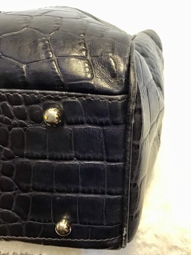 OSPREY BY GRAEME ELLISDON LARGE NAVY BLUE MOCK CROC LEATHER TOTE/ WORK BAG - Picture 7 of 12