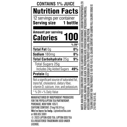 Iced Tea Lemon, 16.9 Fl Oz Bottles Pack of 12 - Picture 6 of 6