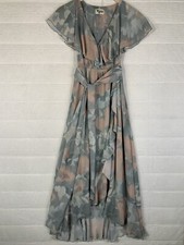 Show Me Your Mumu Sage I Do Floral Jess Ruffle Midi Dress Mock Wrap Size XXS