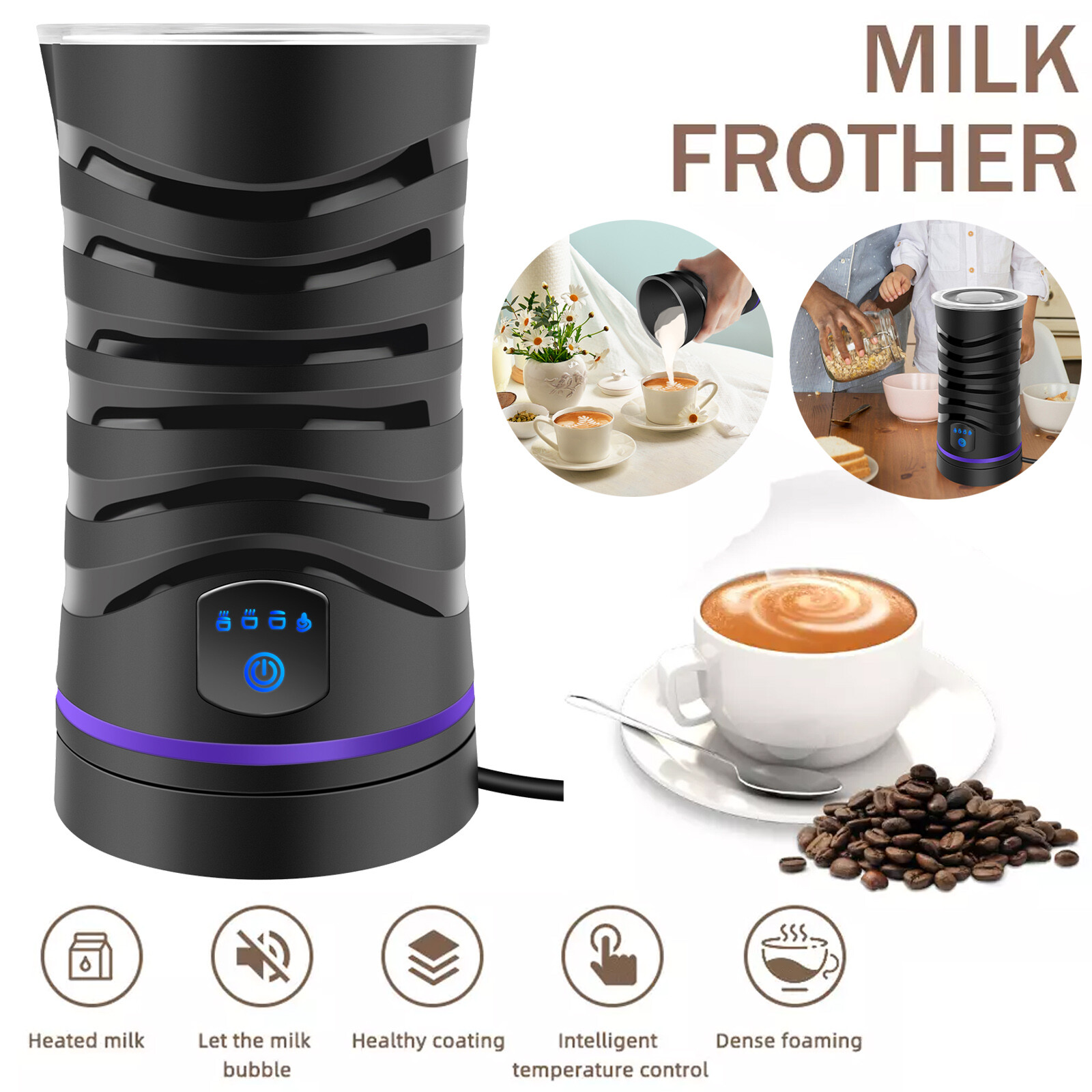 Milk Frother Coffee Warmer Frothy Electric Automatic Cappuccino Espresso Steamer-image