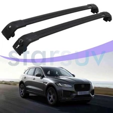Black Cross Bar For Jaguar F-pace 2016-2026 Roof Rack Rail Lockable Baggage