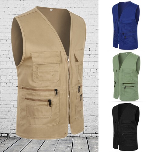 Chaleco utilitario de carga para hombre sin mangas multibolsillo pesca caza exterior chaleco - Imagen 2 de 20