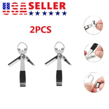 2PCS Fish Line Quick Knot Tool Fast Tie Nail Knotter Cutter Clipper Nipper Hook