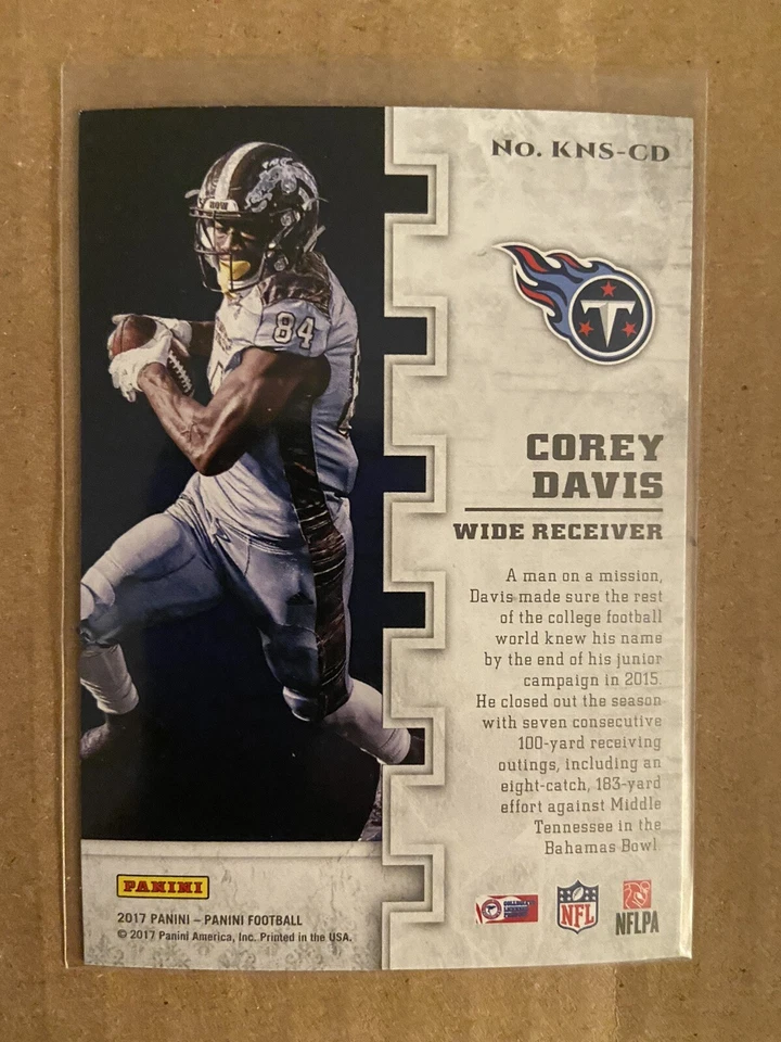 2017 Tennessee Titans ROOKIE Corey Davis Panini KNIGHT SCHOOL Insert - Image 2 of 2