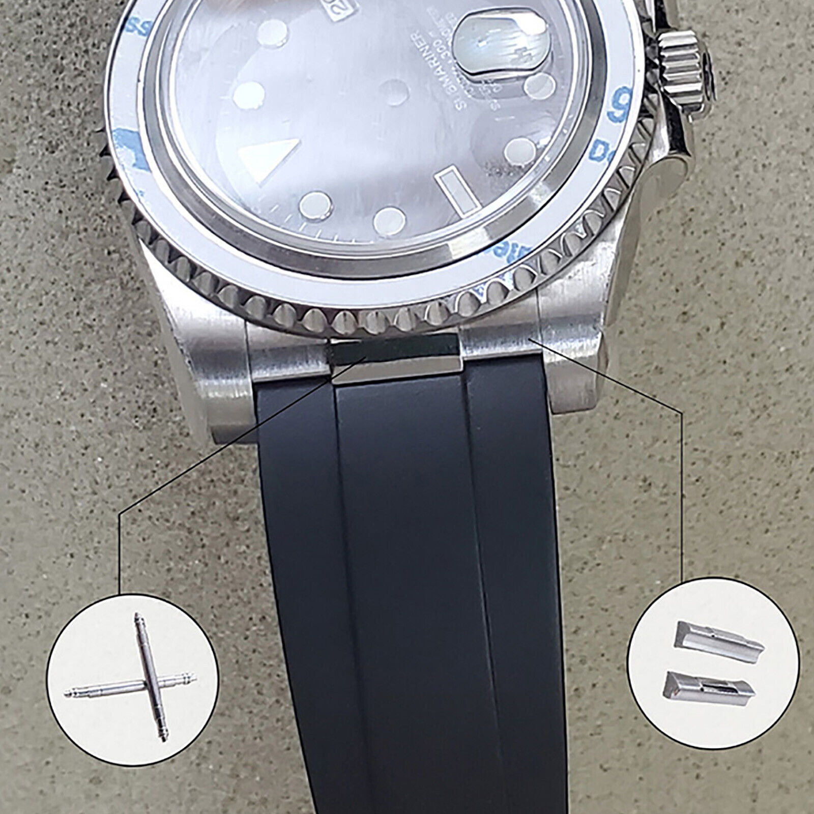 20mm Curved End Links + Spring Link Bars Wrist Watch Strap Links Accessories